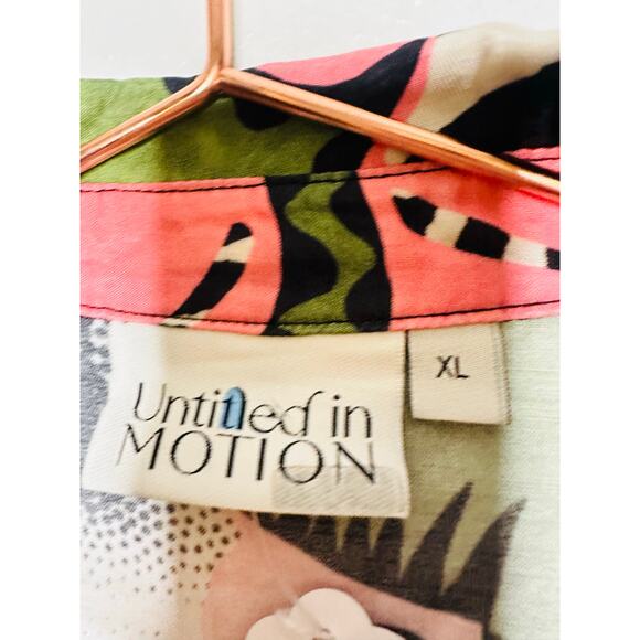 UNTITLED IN MOTION Pink Black Abstract Design Button Front Glidas Shirt Size XL - Picture 8 of 10
